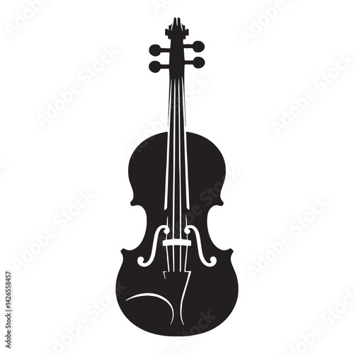 Vintage Violin silhouette, a whisper from the orchestral past – Violin illustration – Minimalist Violin vector – Musical instrument silhouette

