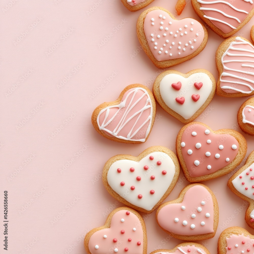 Heart Shaped Cookies Decorated with Pink and Red Icing for Special Occasions and Holidays Heart Shaped Cookies Decorated with Pink and Red Icing for Special Occasions and Holidays
