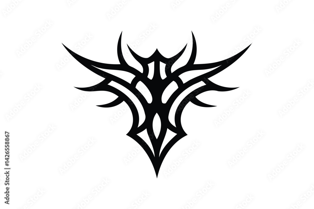 Tribal tattoo silhouette on white background Tribal tattoo silhouette on white background