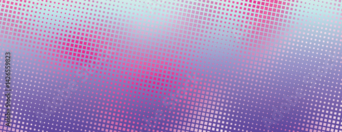 Gradient halftone background with purple and pink hues, featuring a dotted texture. The background blends purple and pink in a modern style. Minimal halftone vector gradient background