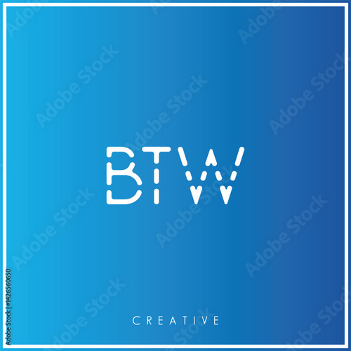 BTW Creative Minimal monogram and logo. Elegant leaves. Modern design. Premium Vector latter logo design. Creative Logo. Vector Illustration logo. letters Logo. Brand Identity  Logo.  Company Logo.