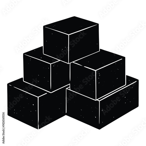 isolated Black vector concrete blocks WIith White Background