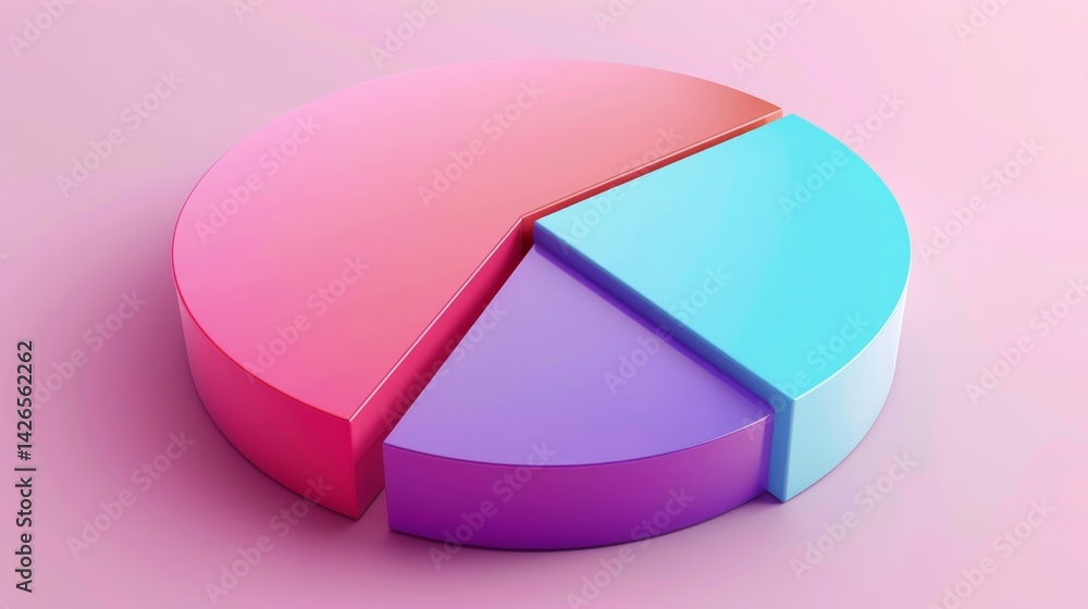 Softly colored D pie chart with clean divisions and no labels for simple visuals Softly colored D pie chart with clean divisions and no labels for simple visuals