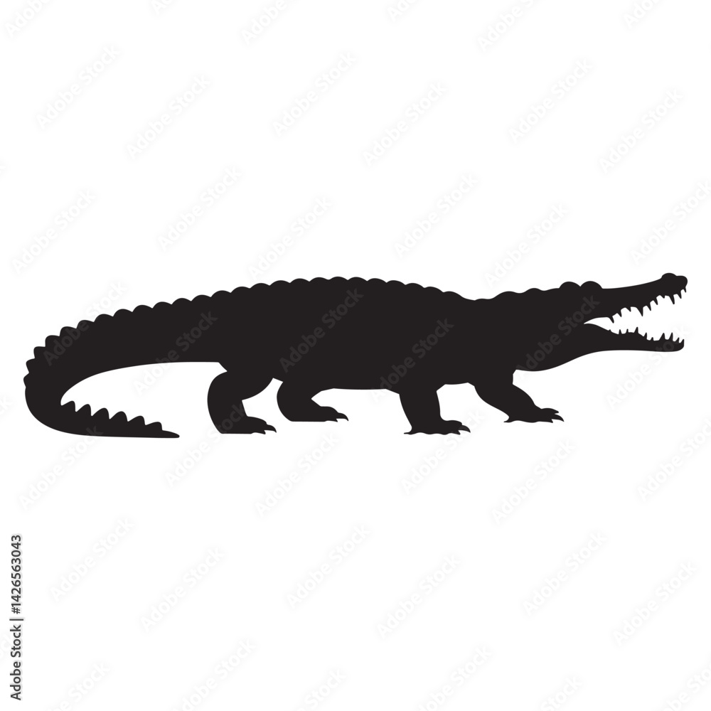 Naklejka premium Alligator Silhouette, Wild Animal Vector Illustration