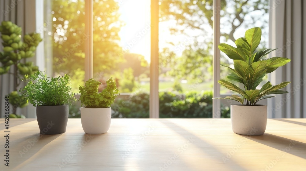 Sunlight Streaming Through a Window with Plants Sunlight Streaming Through a Window with Plants