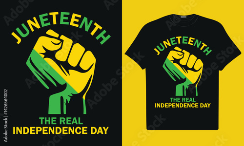 A powerful graphic design for a Juneteenth t-shirt celebrating the real Independence Day