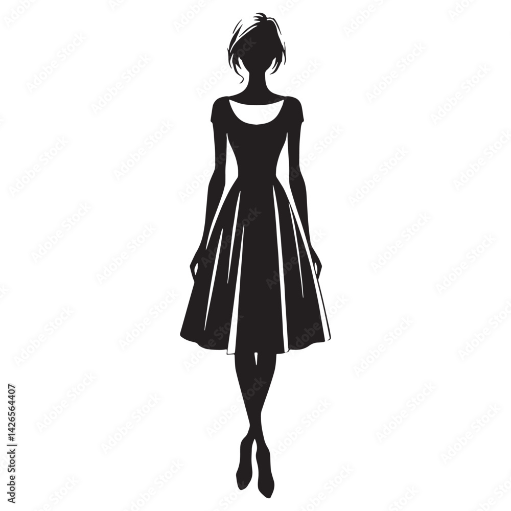Flowing A-line Dress silhouette, soft movements in every step – A-line Dress illustration – Minimalist A-line Dress vector
Flowing A-line Dress silhouette, soft movements in every step – A-line Dress illustration – Minimalist A-line Dress vector