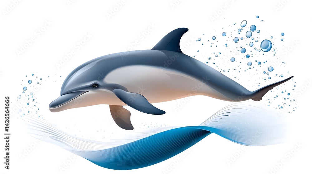 Playful dolphin swimming underwater in the ocean Playful dolphin swimming underwater in the ocean