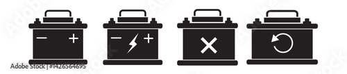 energy car battery icon sign. Car battery icon Black and white. 
Car battery icon Flat illustration

