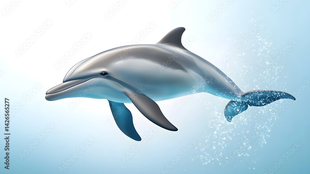 Obraz premium Graceful dolphin swimming underwater in the ocean