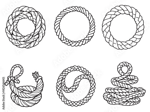 Battle Ropes line art gym exercise strength agility coordination stamina effort