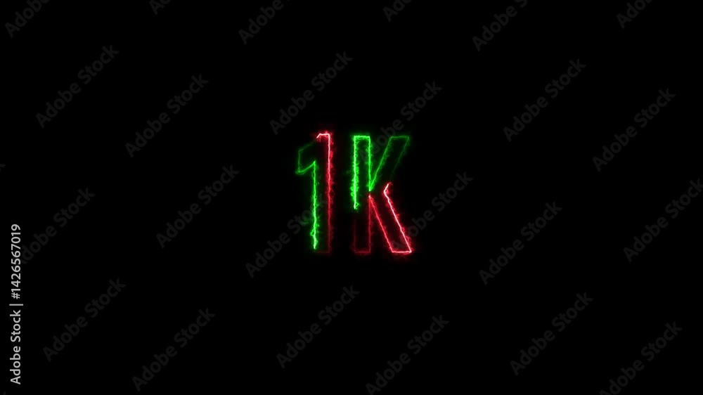 neon 1k Follower neon Text And Firework Animation Burning Logo reveal animation on black background.. neon 1k Follower neon Text And Firework Animation Burning Logo reveal animation on black background..