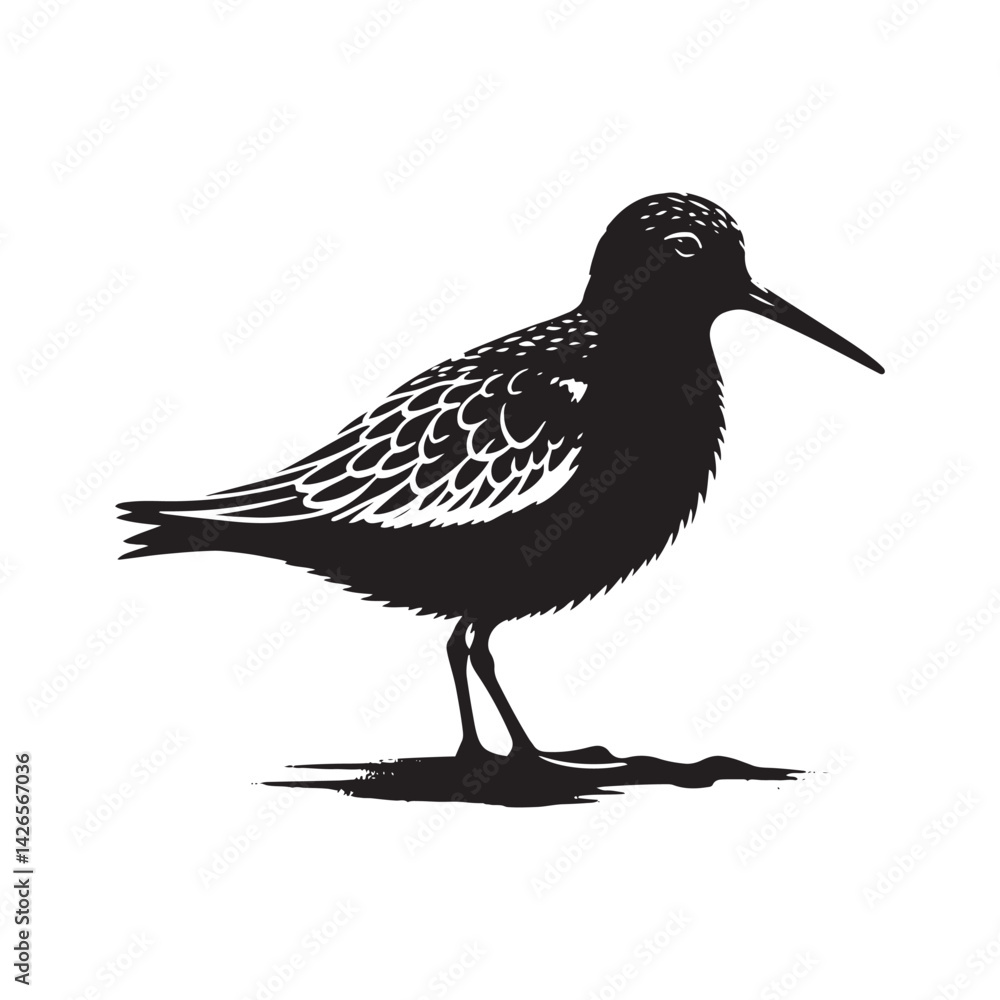Obraz premium Dunlin Bird Silhouette - Minimalist Dunlin Vector - Dunlin Illustration - Black and White Dunlin Design.