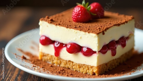 Wallpaper Mural Close-up of elegant tiramisu, dusted with cocoa , tiramisu, cuisine Torontodigital.ca