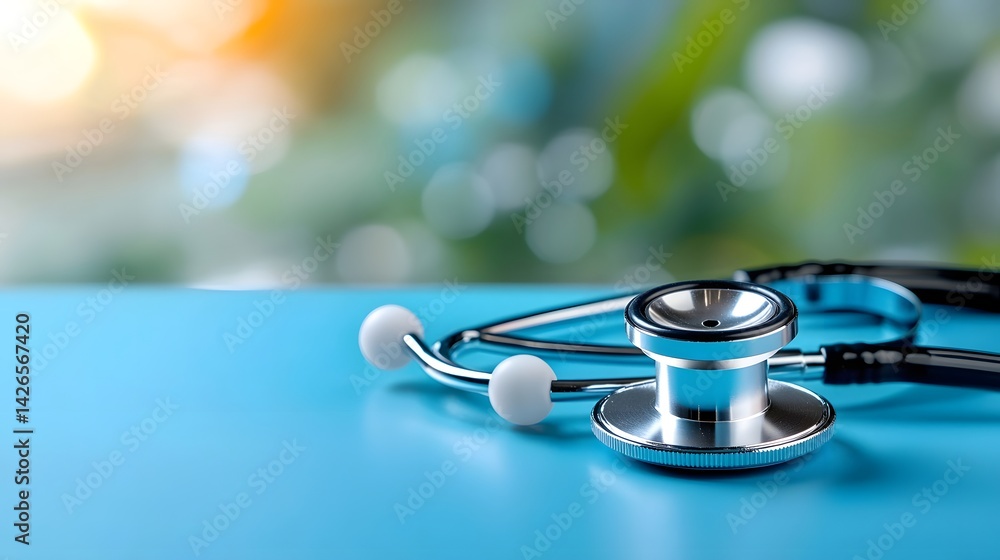 Medical stethoscope on blue background Medical stethoscope on blue background