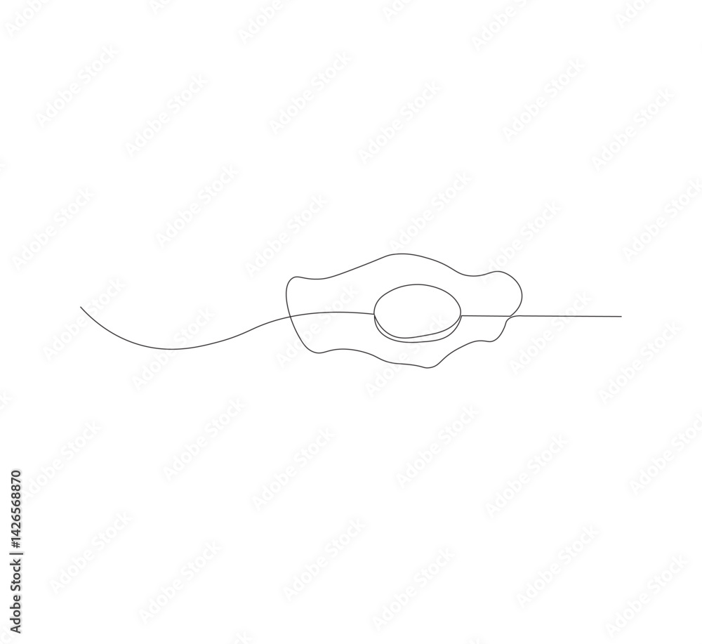 Continuous single line drawing of sunny side up egg logo label. white background,. Modern one line design vector graphic illustration Continuous single line drawing of sunny side up egg logo label. white background,. Modern one line design vector graphic illustration