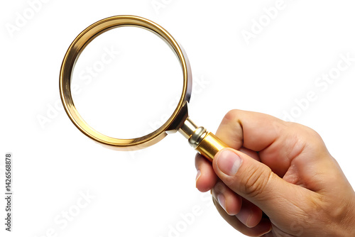 hand holding magnifying glass isolated on white background PNG.GENERATIVE AI