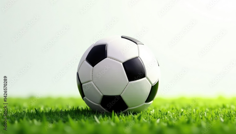 Fototapeta premium Perfectly centered new football, bright white backdrop, sharp, image, football
