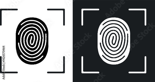 Fingerprint Icon Flat vector set outline stock illustration.
