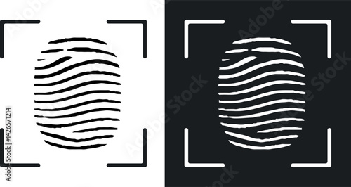 Fingerprint vector icons for ID authentication symbolization.