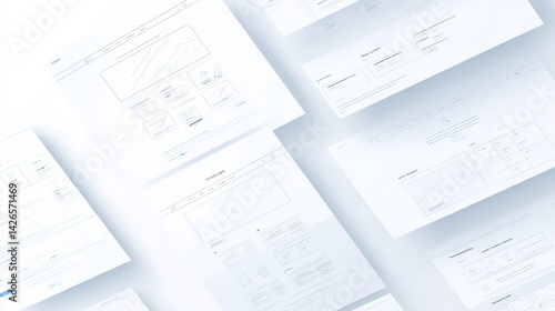 Elegant presentation of website wireframes showcasing interface design elements