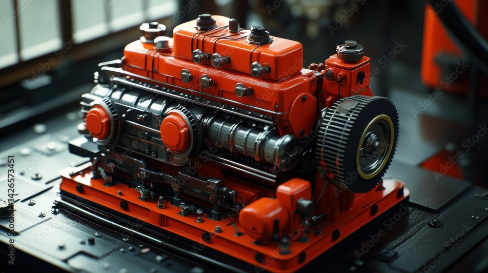 Detailed close-up of a retro-style engine Detailed close-up of a retro-style engine