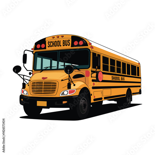 School Bus Silhouette, Education and Transportation Vector