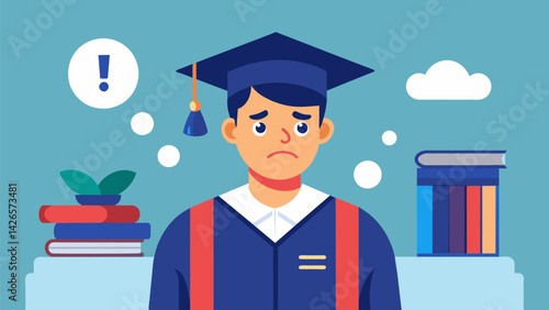 A social media post by a recent college graduate lamenting their student loan debt and the burden it has for their financial future.. Vector illustration