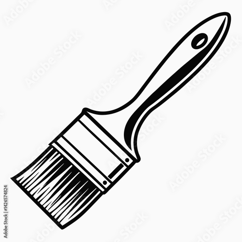 Close up Black and White Vector Logo Silhouette of a Paintbrush Suitable for Various Creative Projects and Designs Generative AI