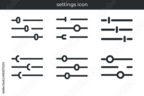 Six adjust settings icons displaying different control levels configuration interface