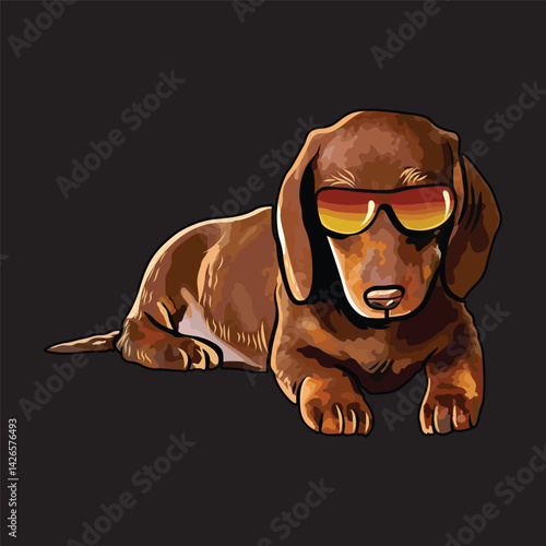 Sunglasses on, world off – this dog illustration is living the good life.