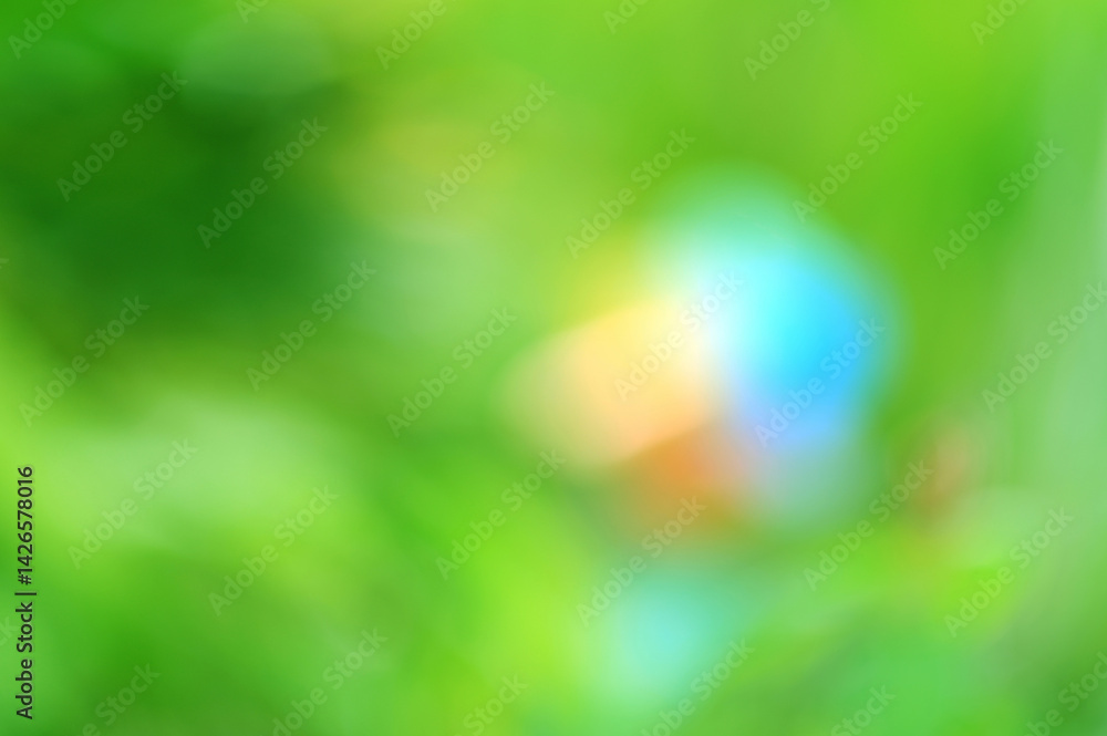 Obraz premium Green Leaf background. Blurred leaves and circular bokeh. Abstract wallpaper for backdrop and design