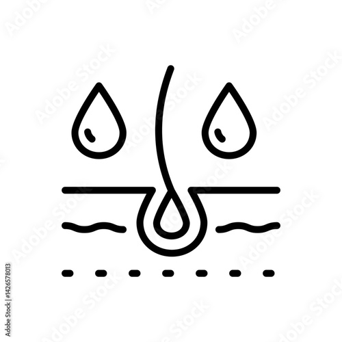 Hair care outline icon. Loss treatment, moisturizing and applying creatine, healthy roots, serum for follicle, line symbol on white, vector illustration.