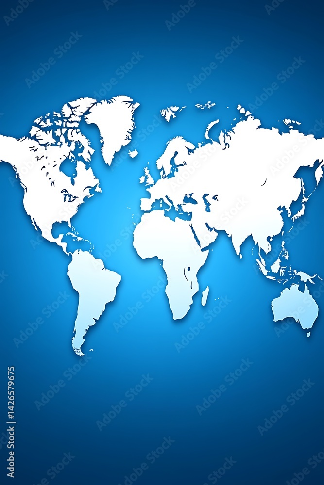 Obraz premium World Map Illustration - Blue Background
