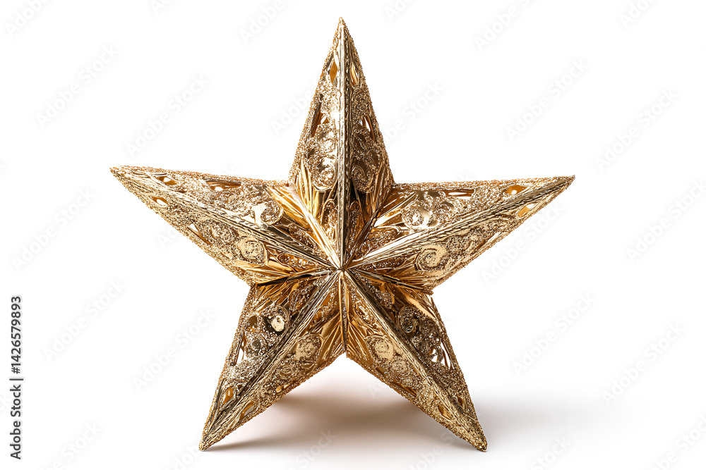 Fototapeta premium Sparkling Gold Star Festive Christmas Decoration Elegant Holiday Ornament