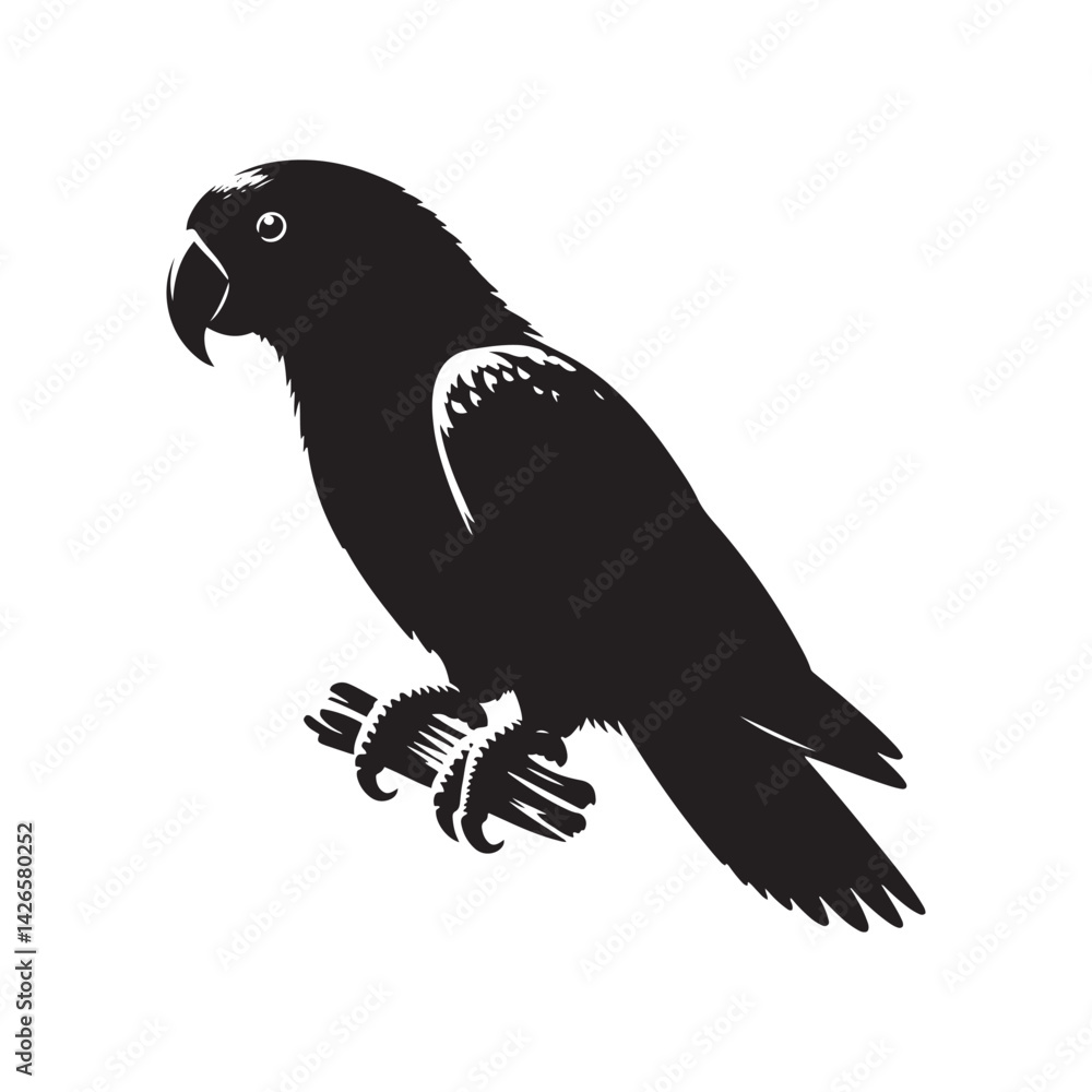Fototapeta premium Eclectus Parrot Silhouette - Minimalist Parrot Vector - Black and White Parrot Illustration.