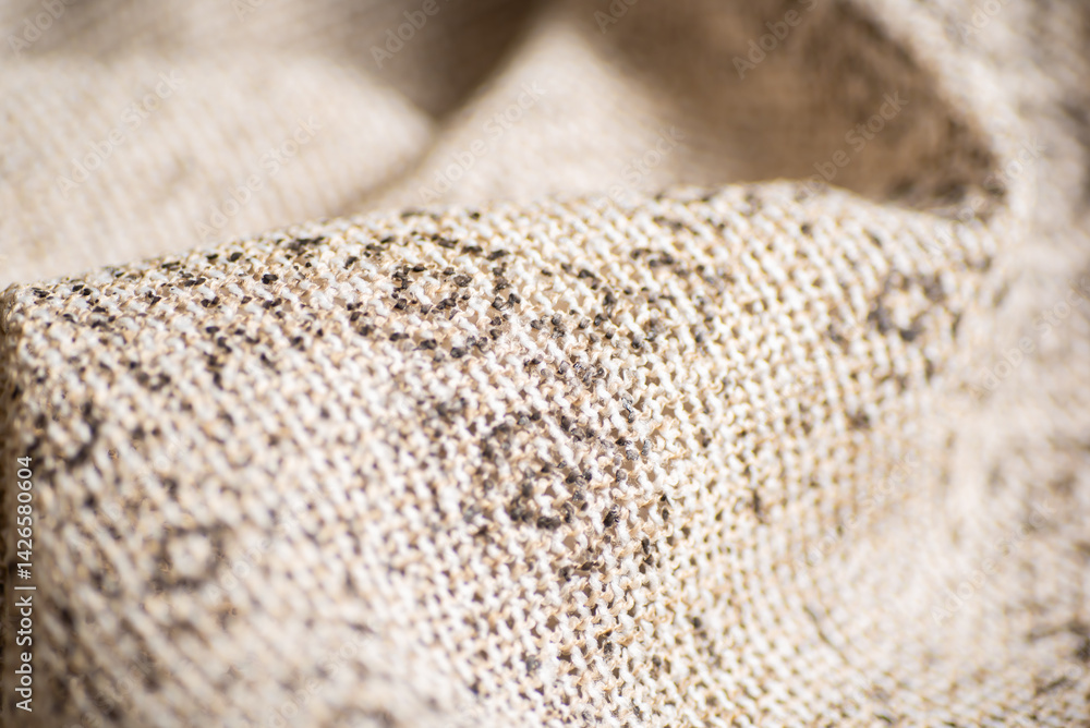 Close Up of Natural Woven Textile with Rustic Texture Beige and Brown Fabric Pattern Close Up of Natural Woven Textile with Rustic Texture Beige and Brown Fabric Pattern