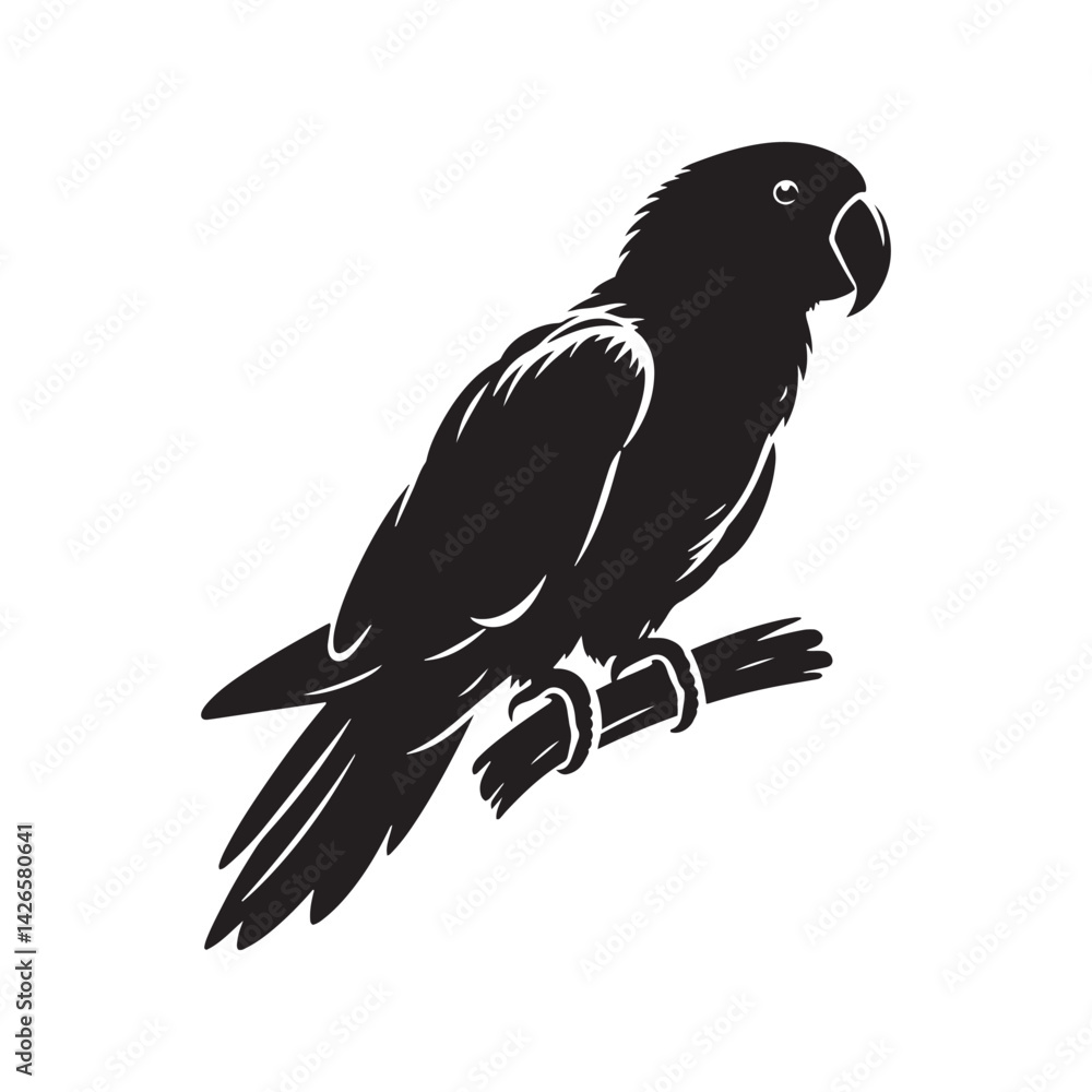 Fototapeta premium Eclectus Parrot Silhouette - Minimalist Parrot Vector - Black and White Parrot Illustration.