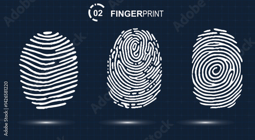 Fingerprint vector icons for ID authentication symbolization. Vector illustration.