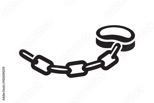 Dog chain collar silhouette. Metal chain vector icon.