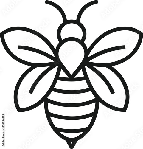 Bee Vector illustration  icon on transparent background