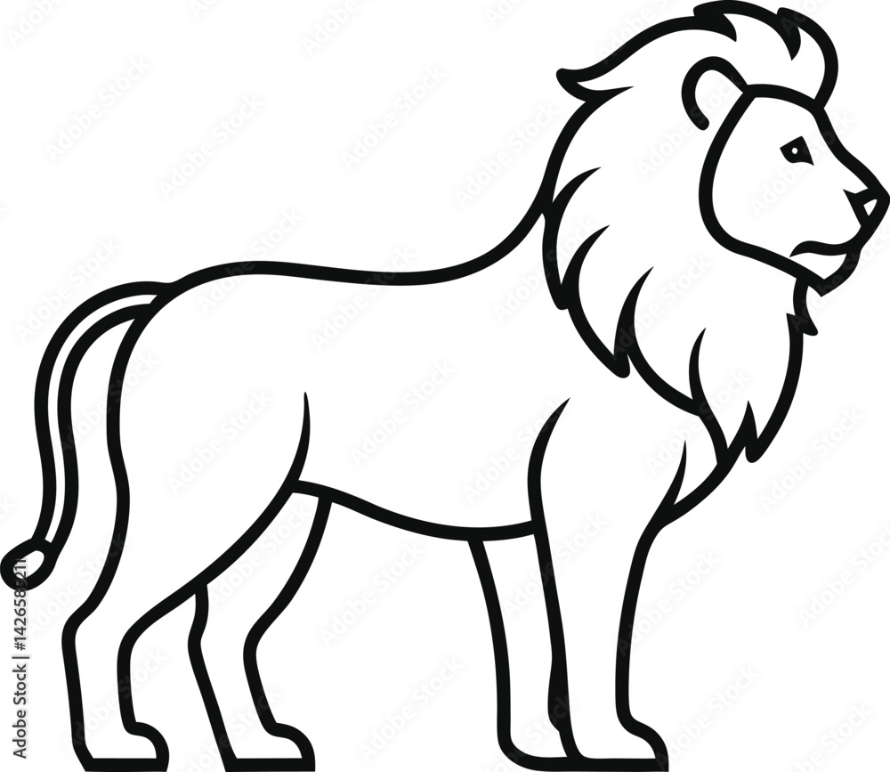 Fototapeta premium Lion outline icon on transparent background