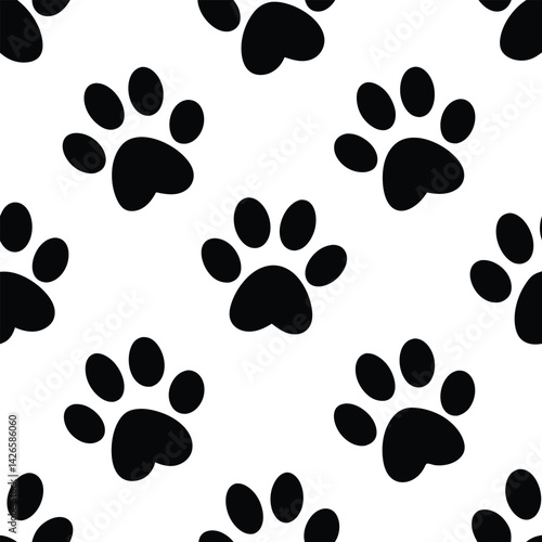dog paw print seamless silhouette pattern