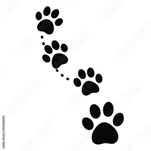 dog paw trail border silhouette design