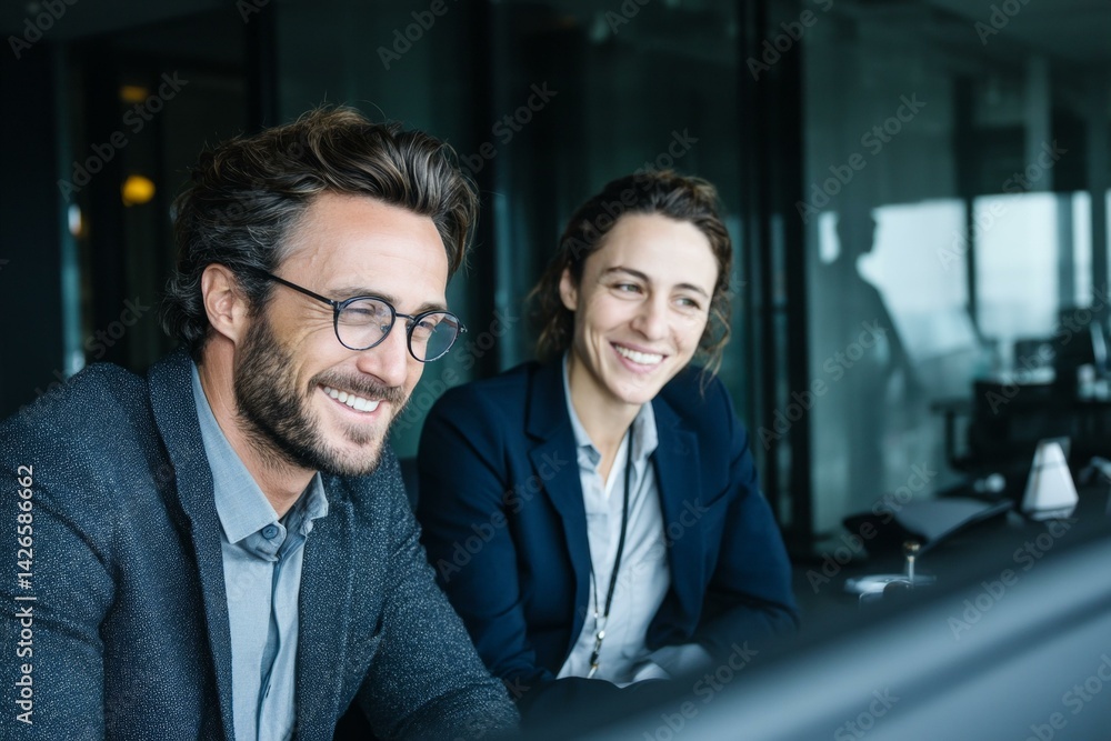 Fototapeta premium Two Business Colleagues in Discussion