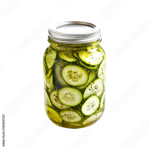 Mason Jar of Homemade Bread and Butter Pickles