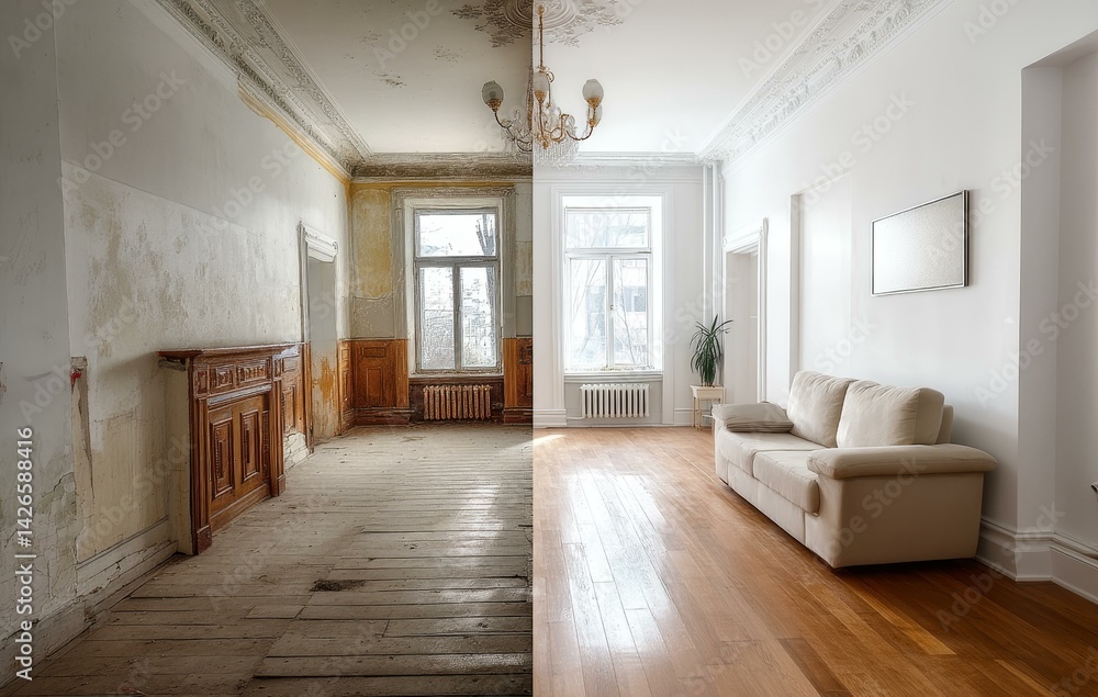 Before and After Renovation of a Classic Room