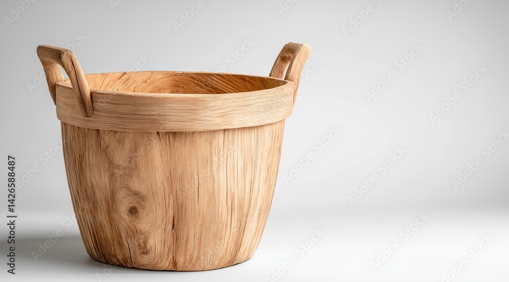 Fototapeta premium Elegant Wooden Bucket with Subtle Texture