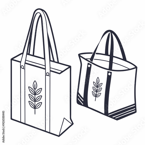 "Reusable Tote Bag Vector Design - AI Graphic on White Background"