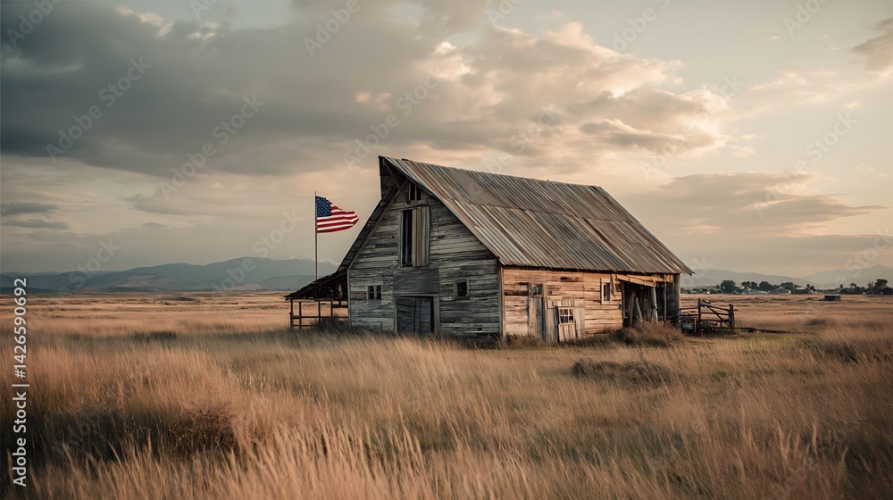 Rustic Farmhouse at Sunset Rustic Farmhouse at Sunset